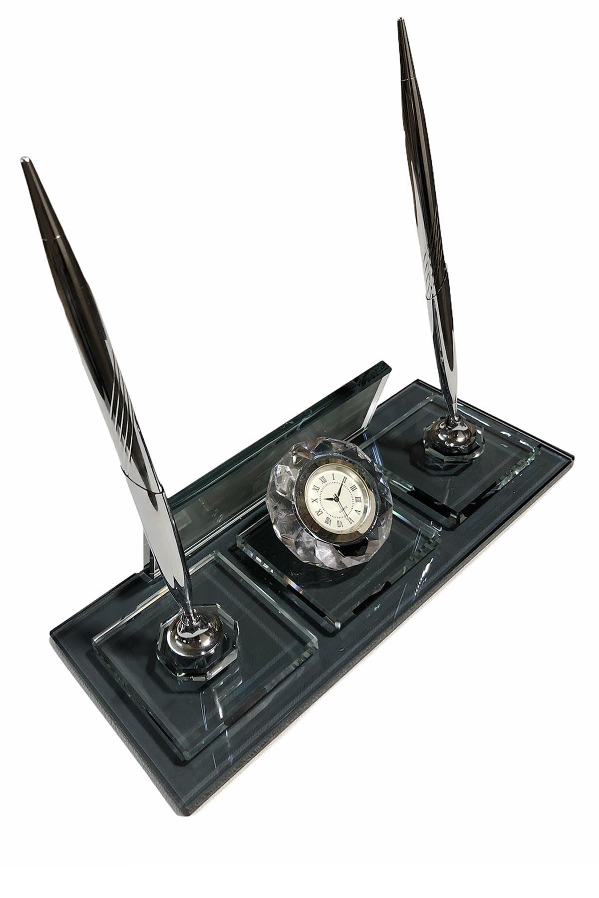 MOOG Glass Desk Name Plate (with Clock) - Kool Products