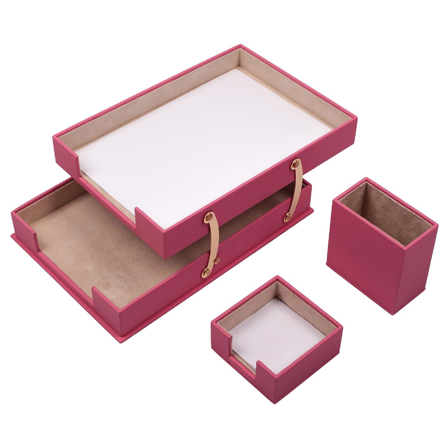 MOOG Leather Desk Set-3 Accessories-Double Document Tray - Turquoise - 3 PCS - Kool Products