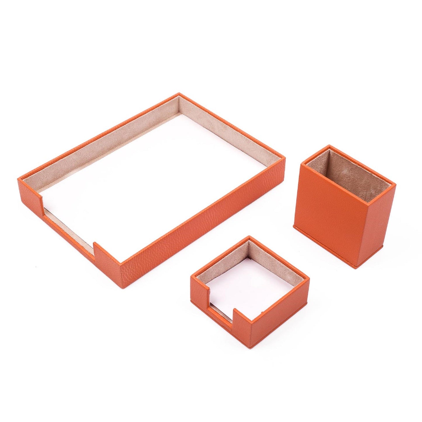 MOOG Leather Desk Set-3 Accessories-Single Document Tray - Orange - 3 PCS - Kool Products