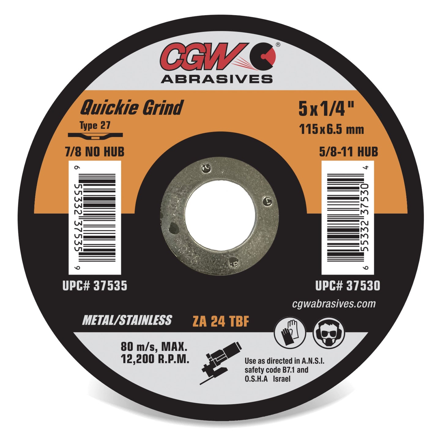 CGW Abrasives Quickie Grind Zirconia 1/4" Grinding Wheels 54270 - Kool Products