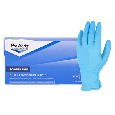 ProWorks® Nitrile Exam, PF, Blue, 4 mil - Kool Products