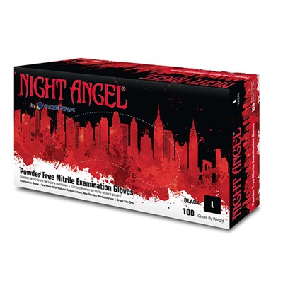 Hospeco Night Angel® Nitrile Exam, PF, Black, 4 mil - Kool Products
