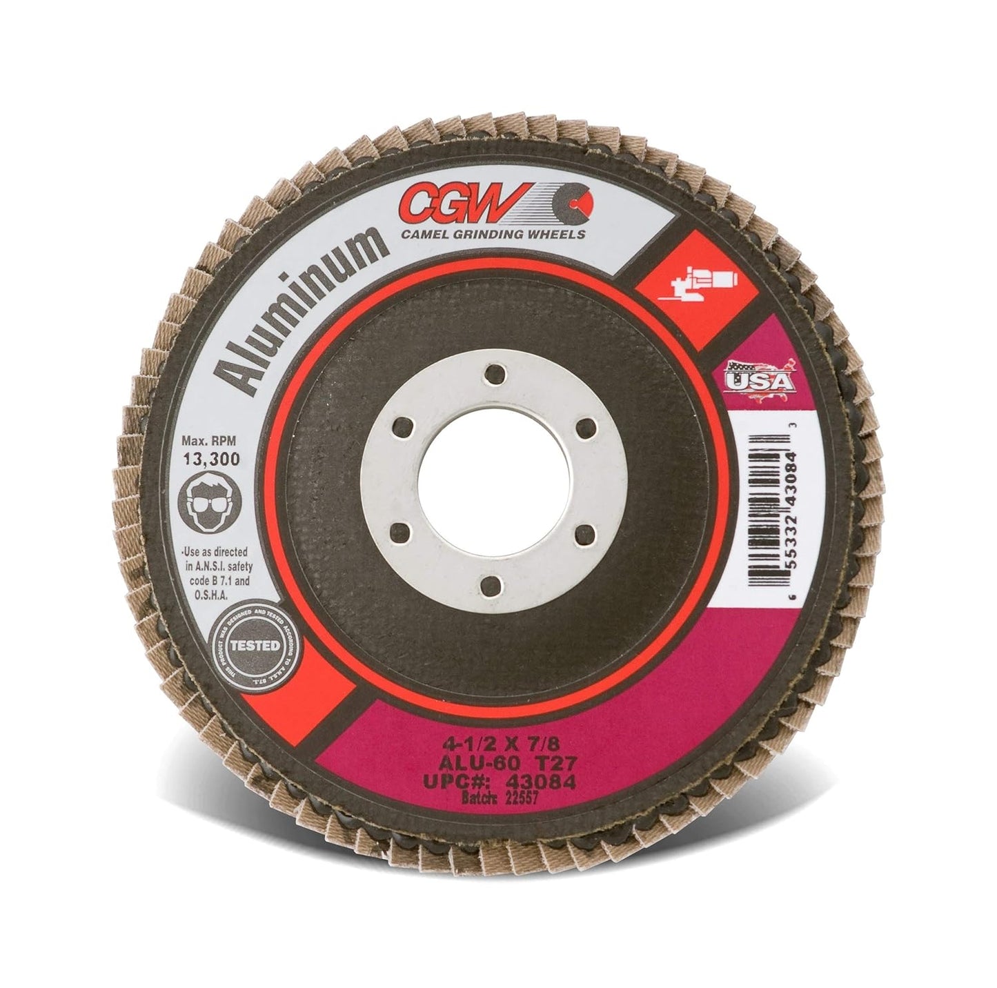 CGW Abrasives 43084 Abrasive Flap Disc 4-1/2" x 7/8" 60 Grit Aluminum, Qty of 10 - Kool Products