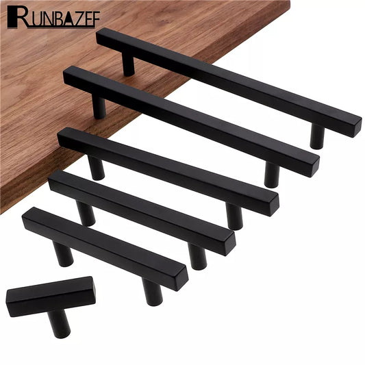 RUNBAZEF Cabinet Pulls Black Modern Square T Bar Diamter  Kitchen Bathroom Cupboard Chest Drawer Handles And Knobs Hardware - Kool Products