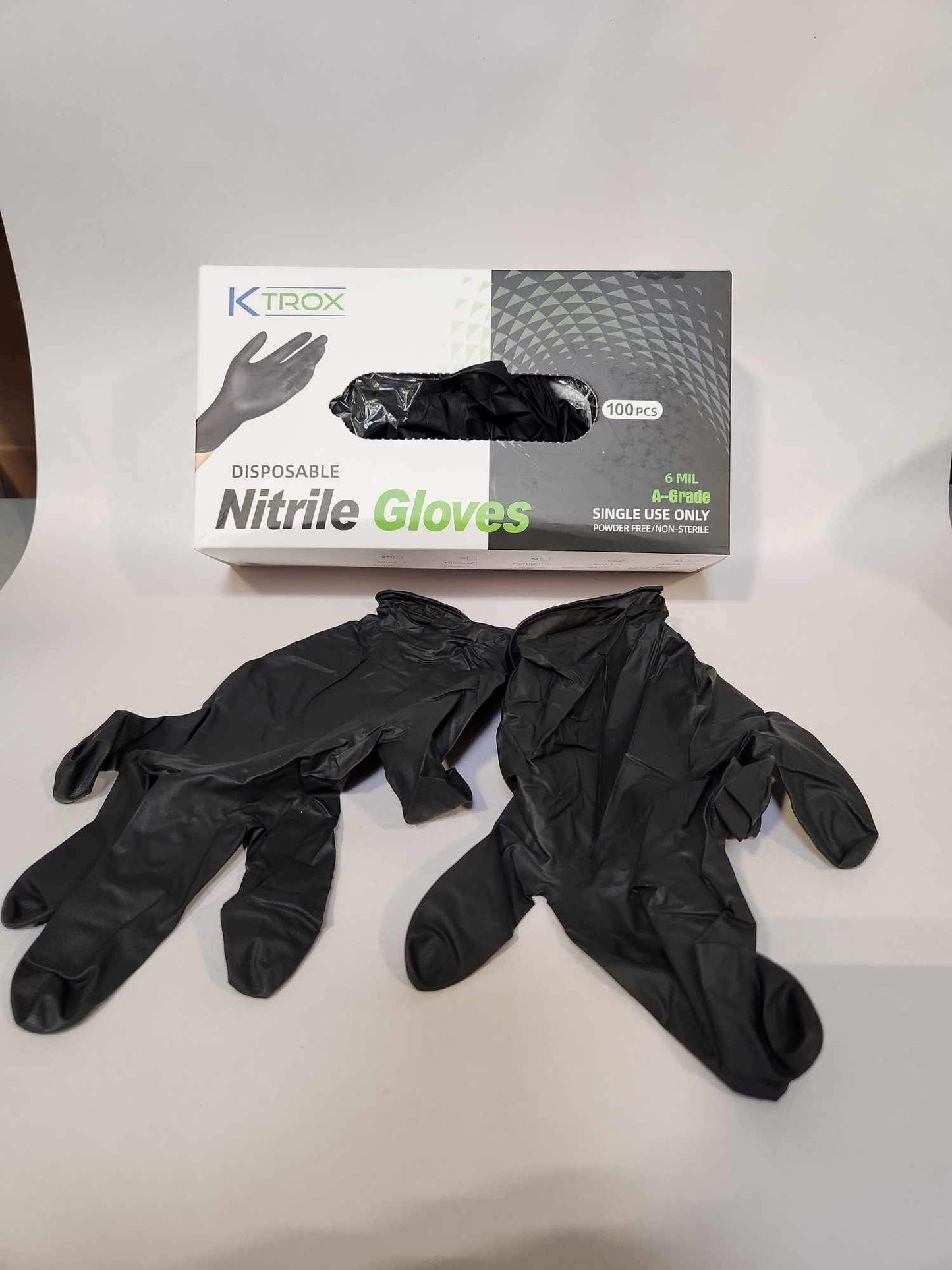 K-Trox Disposable Nitrile Gloves, 6 Mil Black Powder Free - Kool Products