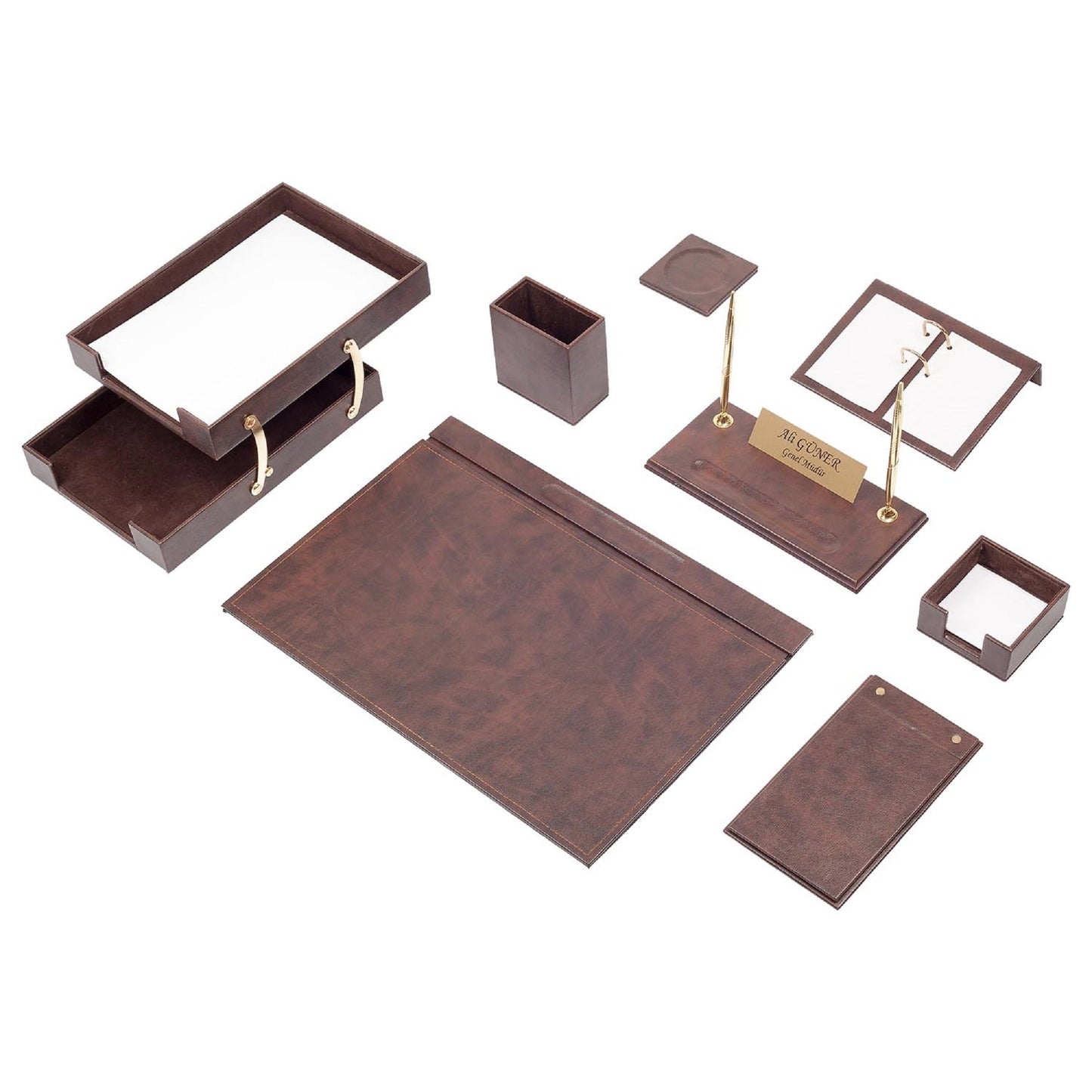 MOOG Leather Desk Set - Double Document Tray- Blue - 10 PCS - Kool Products