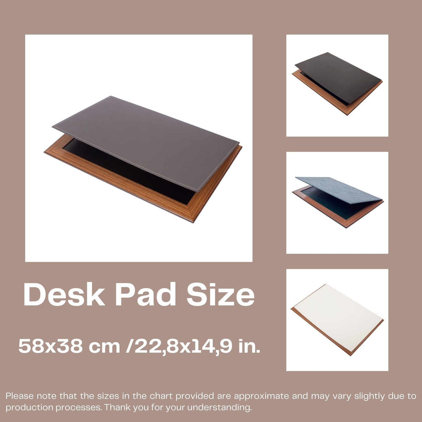 MOOG Leather Desk Pad With Wood Combination - White Leather - Kool Products