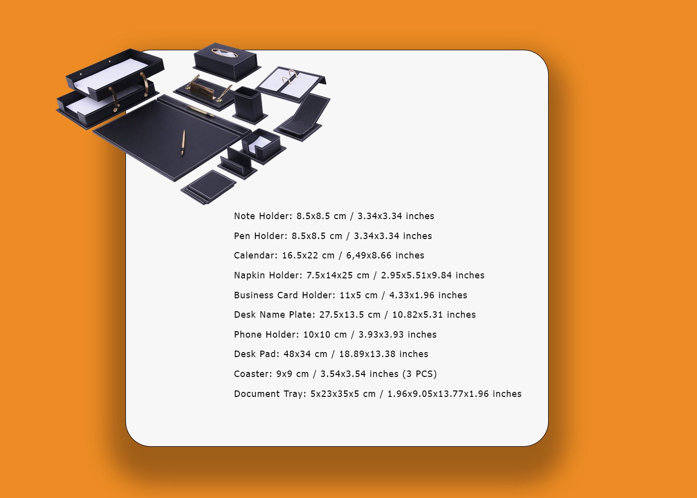 MOOG Luxury Desk Set- 14 Accessories -Black- 14 PCS - Kool Products