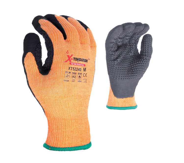 Task Gloves XT52240 • 10 GAUGE ARAMID FIBER SHELL, SANDY NITRILE COATED W/ NITRILE DOTS, ARAMID THUMB SADDLE - Kool Products
