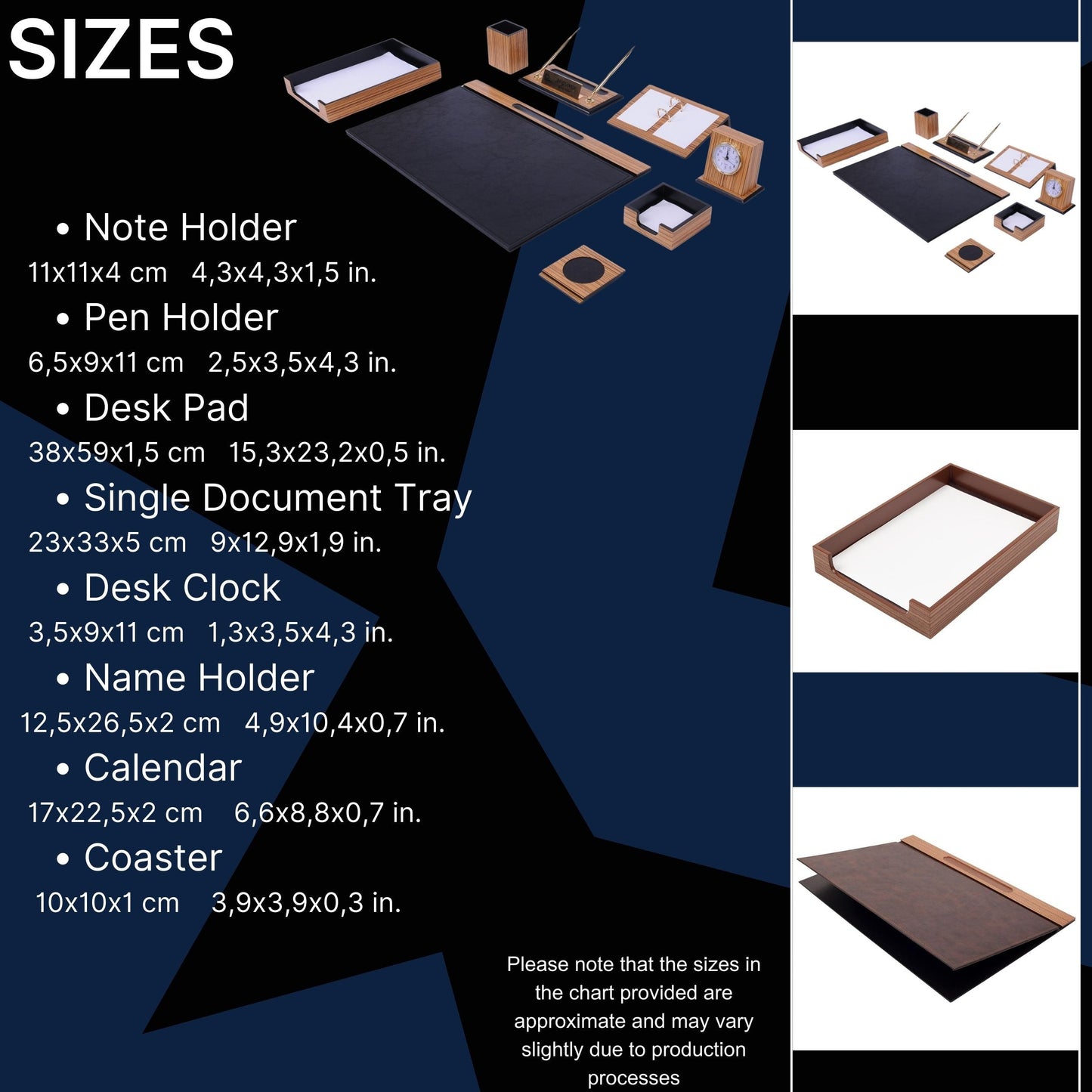 MOOG Zebrona Leather Desk Set-Brown- 11 PCS - Kool Products