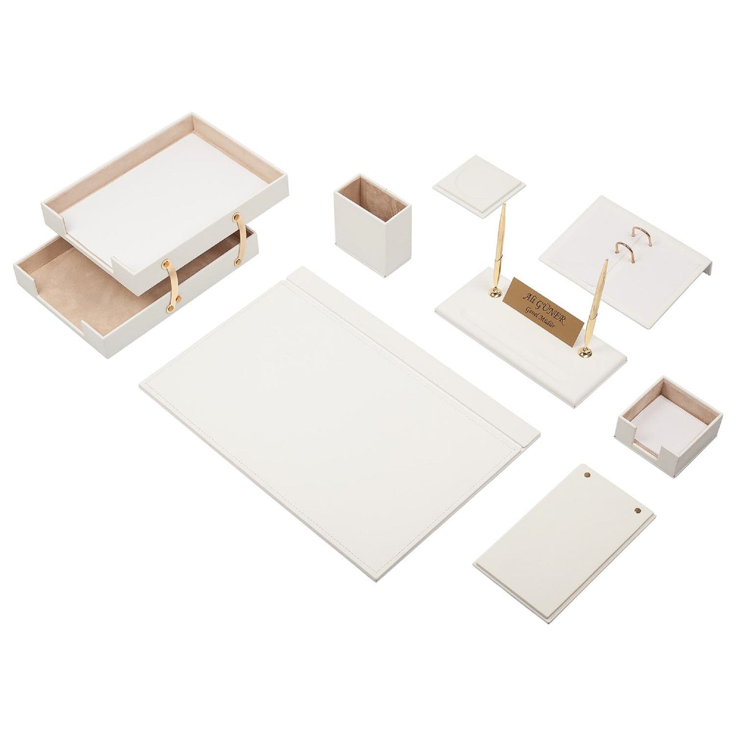 MOOG Leather Desk Set - Double Document Tray- Blue - 10 PCS - Kool Products