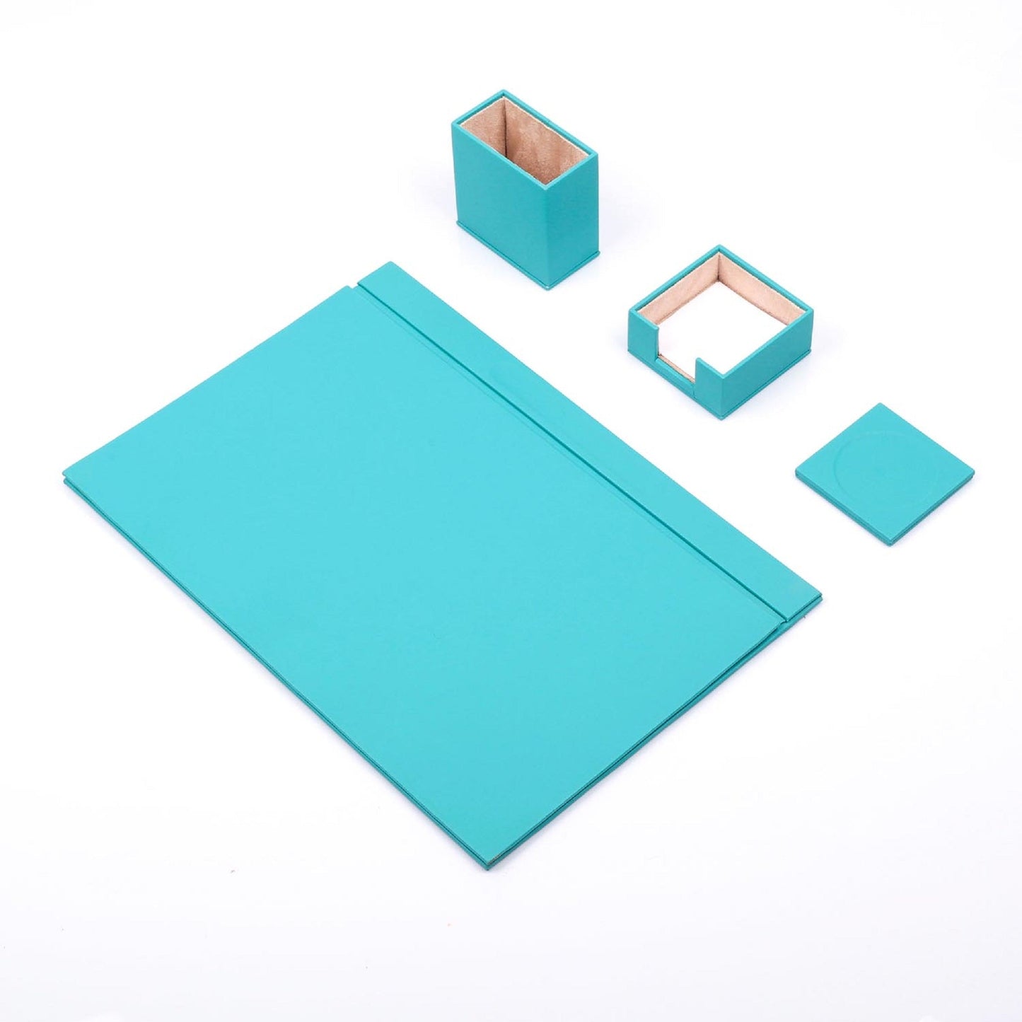 MOOG Leather Desk Set-4 Accessories- Orange - 4 PCS - Kool Products