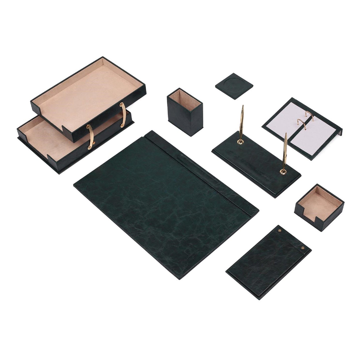 MOOG Leather Desk Set - Double Document Tray- Black - 10 PCS - Kool Products