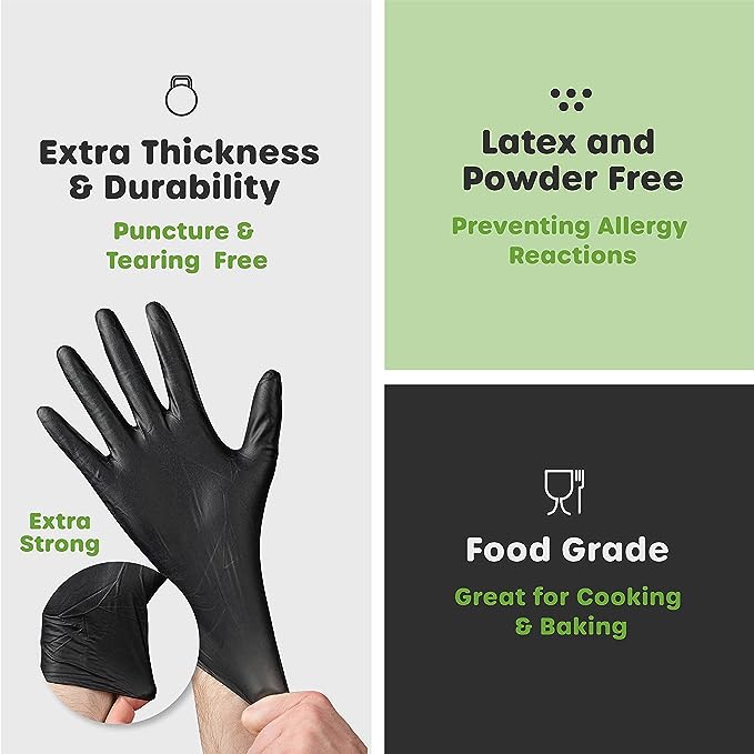 K-Trox Disposable Nitrile Gloves, 6 Mil Black Powder Free - Kool Products