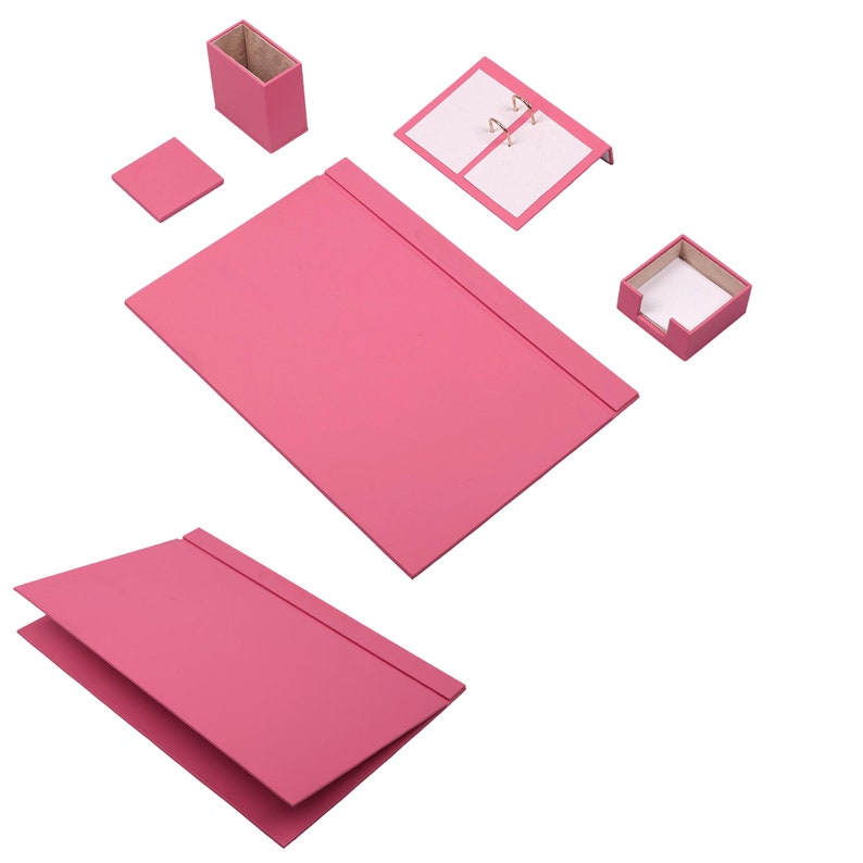 MOOG Leather Desk Set-5 Accessories -Gray - 5 PCS - Kool Products