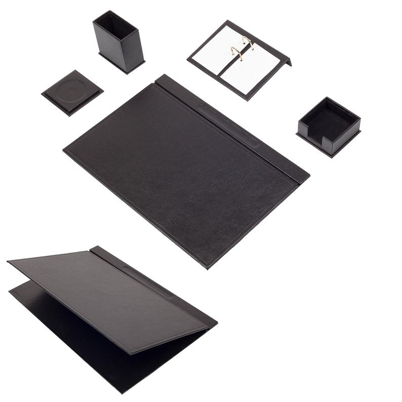 MOOG Leather Desk Set-5 Accessories -Gray - 5 PCS - Kool Products