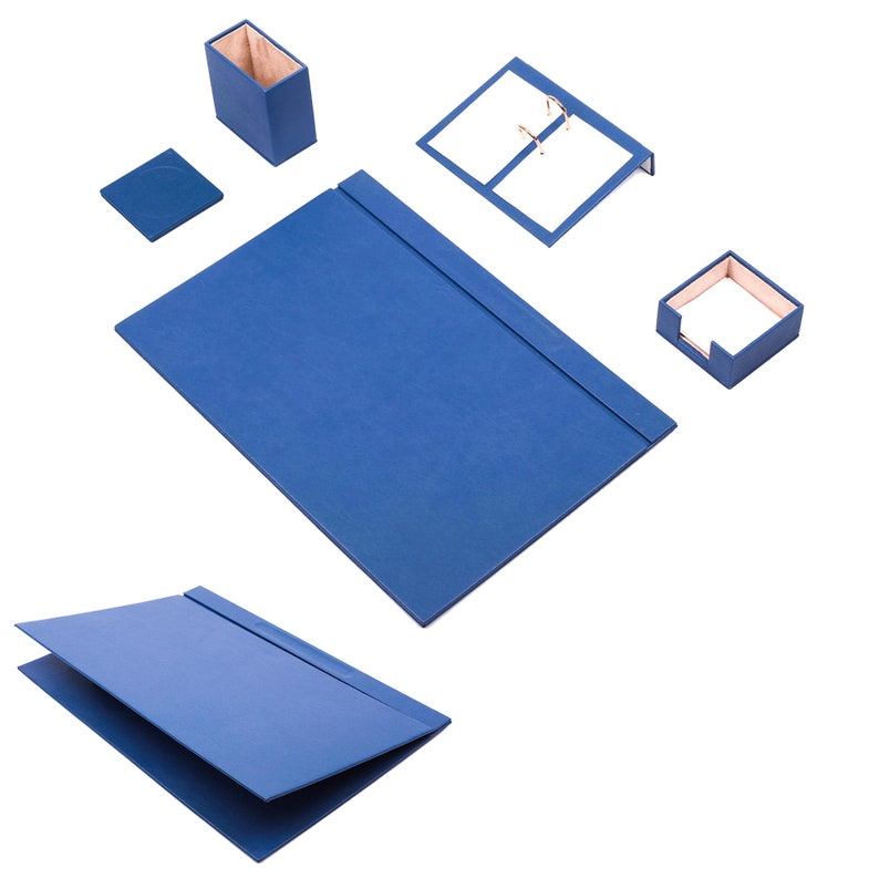 MOOG Leather Desk Set-5 Accessories -Gray - 5 PCS - Kool Products