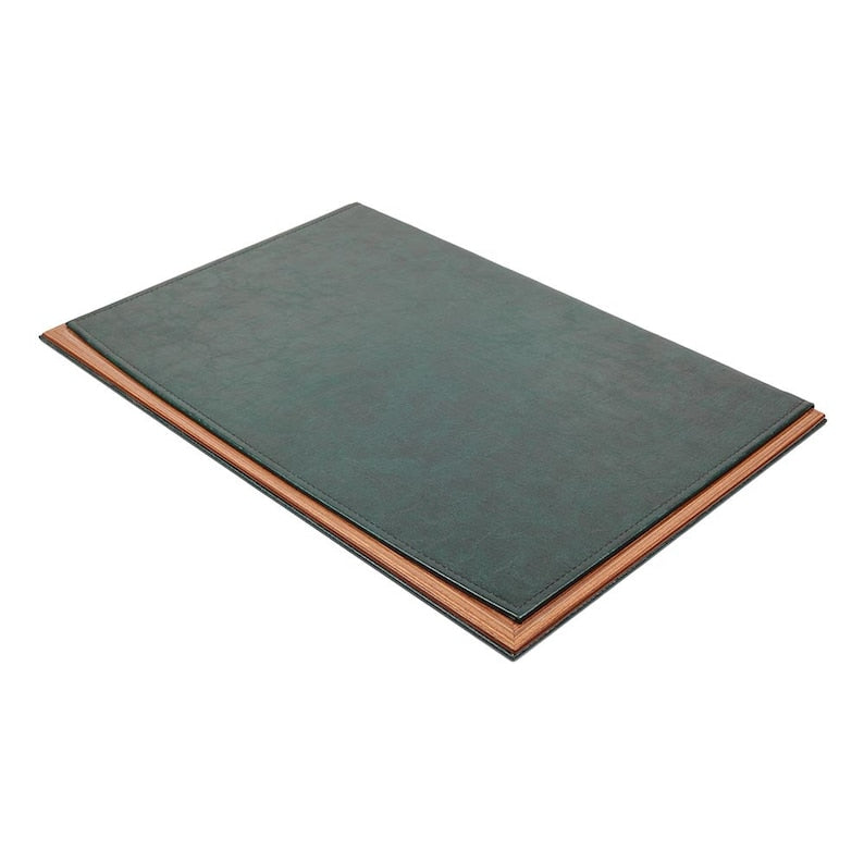 MOOG Leather Desk Pad With Wood Combination - White Leather - Kool Products