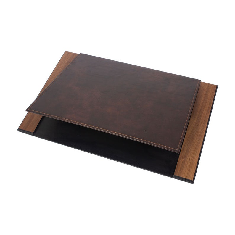 MOOG Leather Desk Pad | Prestige Desk Pad Mahogany Wood Combination | Desk Pad With Cover | Leather - Kool Products