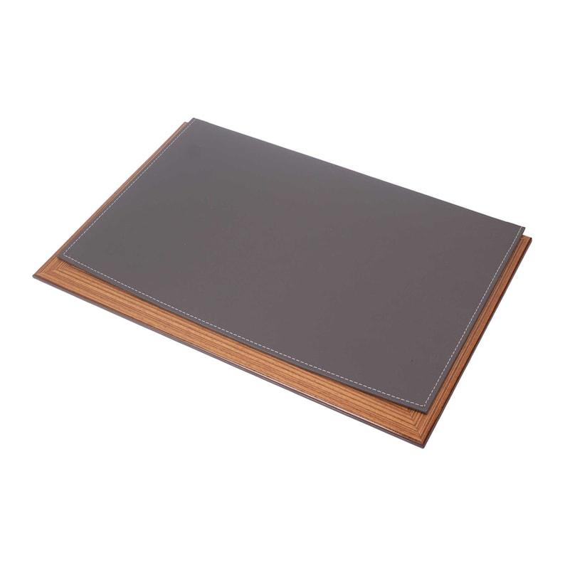 MOOG Leather Desk Pad With Wood Combination - White Leather - Kool Products