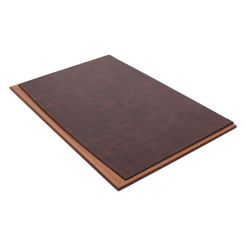 MOOG Leather Desk Pad With Wood Combination - White Leather - Kool Products