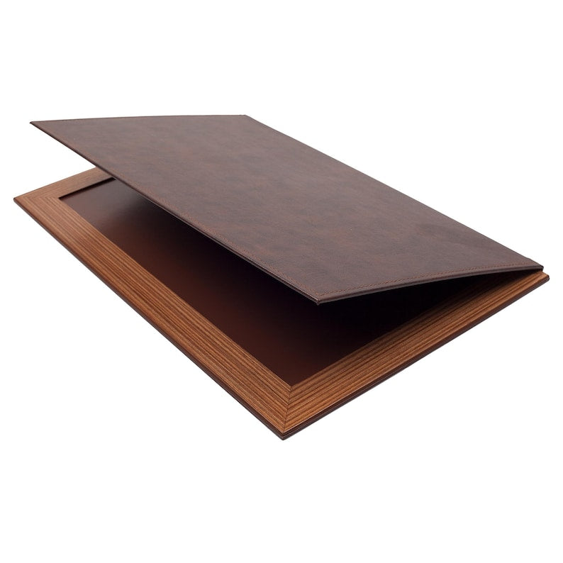 MOOG Leather Desk Pad With Wood Combination - White Leather - Kool Products