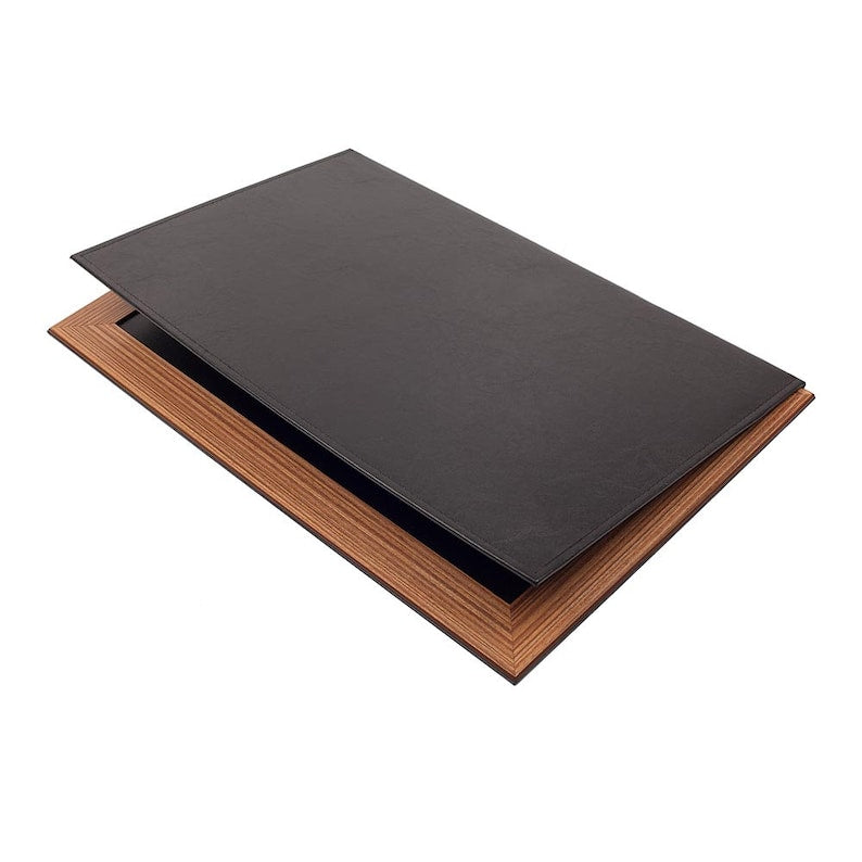 MOOG Leather Desk Pad With Wood Combination - White Leather - Kool Products