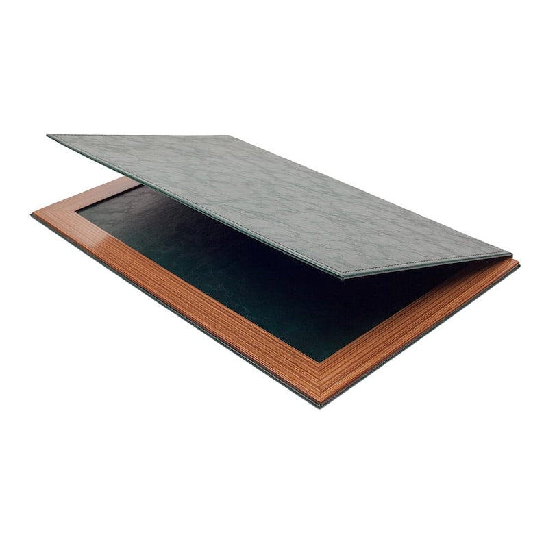 MOOG Leather Desk Pad With Wood Combination - White Leather - Kool Products