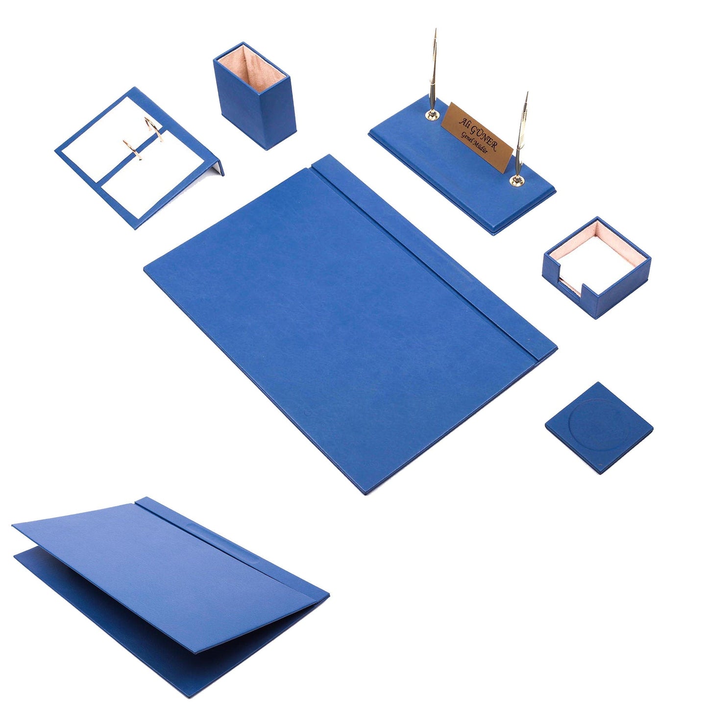 MOOG Leather Desk Set-8 Accessories - White - 8 PCS - Kool Products