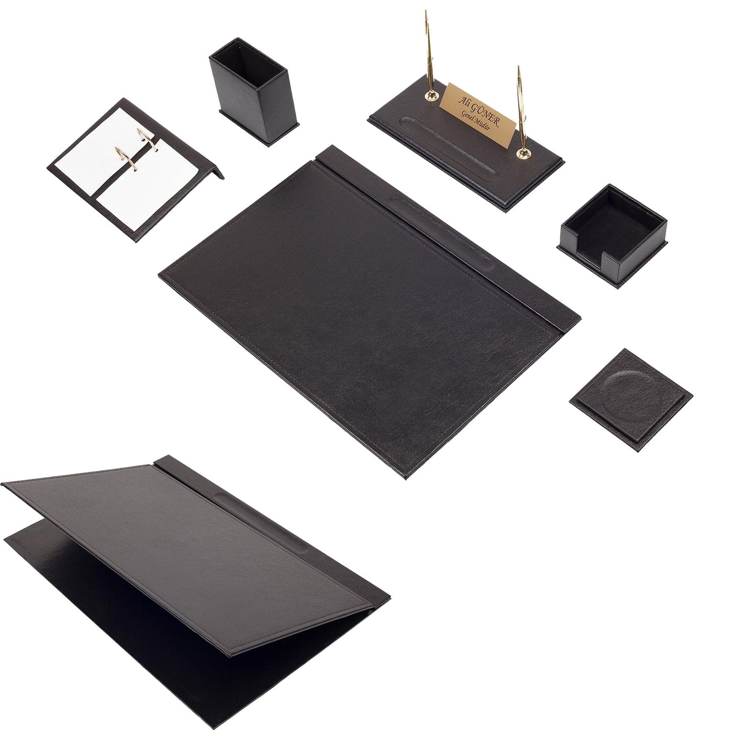 MOOG Leather Desk Set-8 Accessories - White - 8 PCS - Kool Products