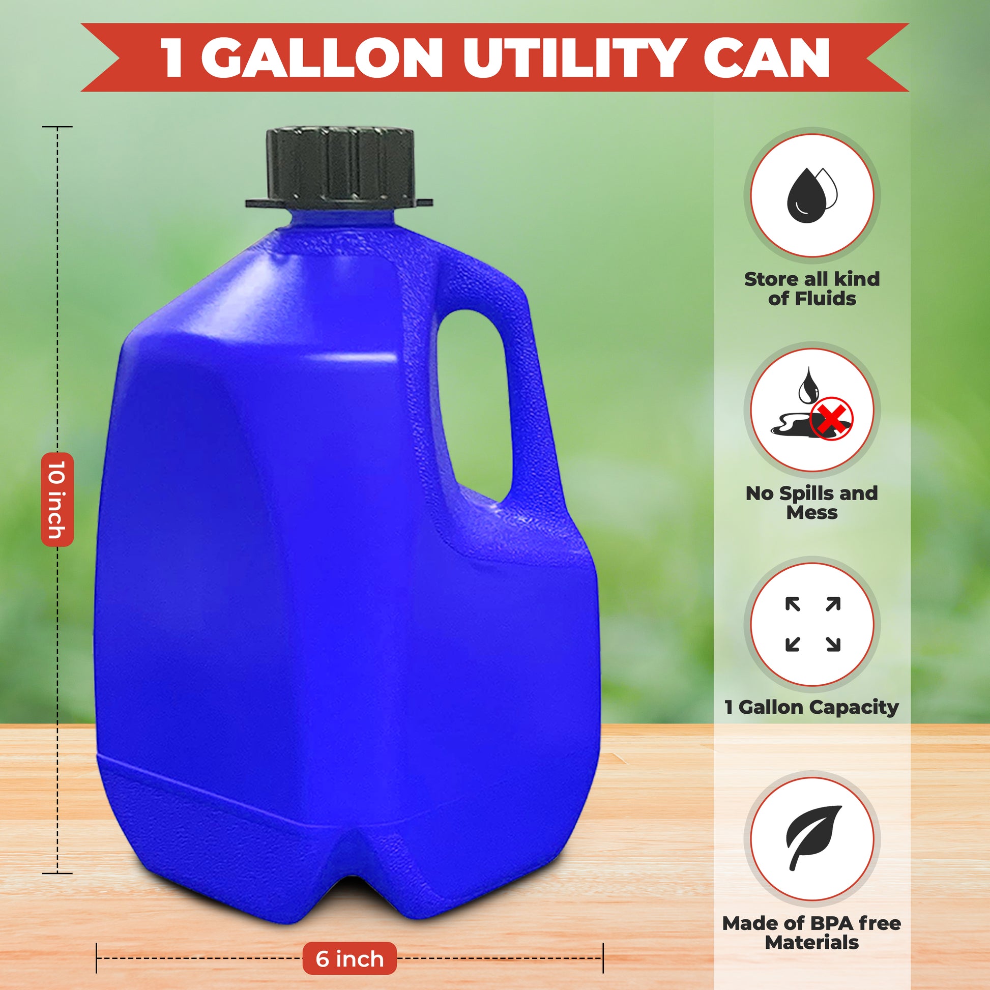 KP KOOL PRODUCTS 1 gallon plastic can - 1 gallon gas jug -  1 gallon gas can in your favorite color of choice. - Kool Products