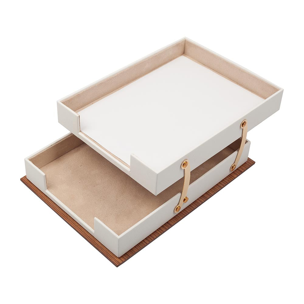 MOOG Star Wooden Leather Double Document Tray - Kool Products