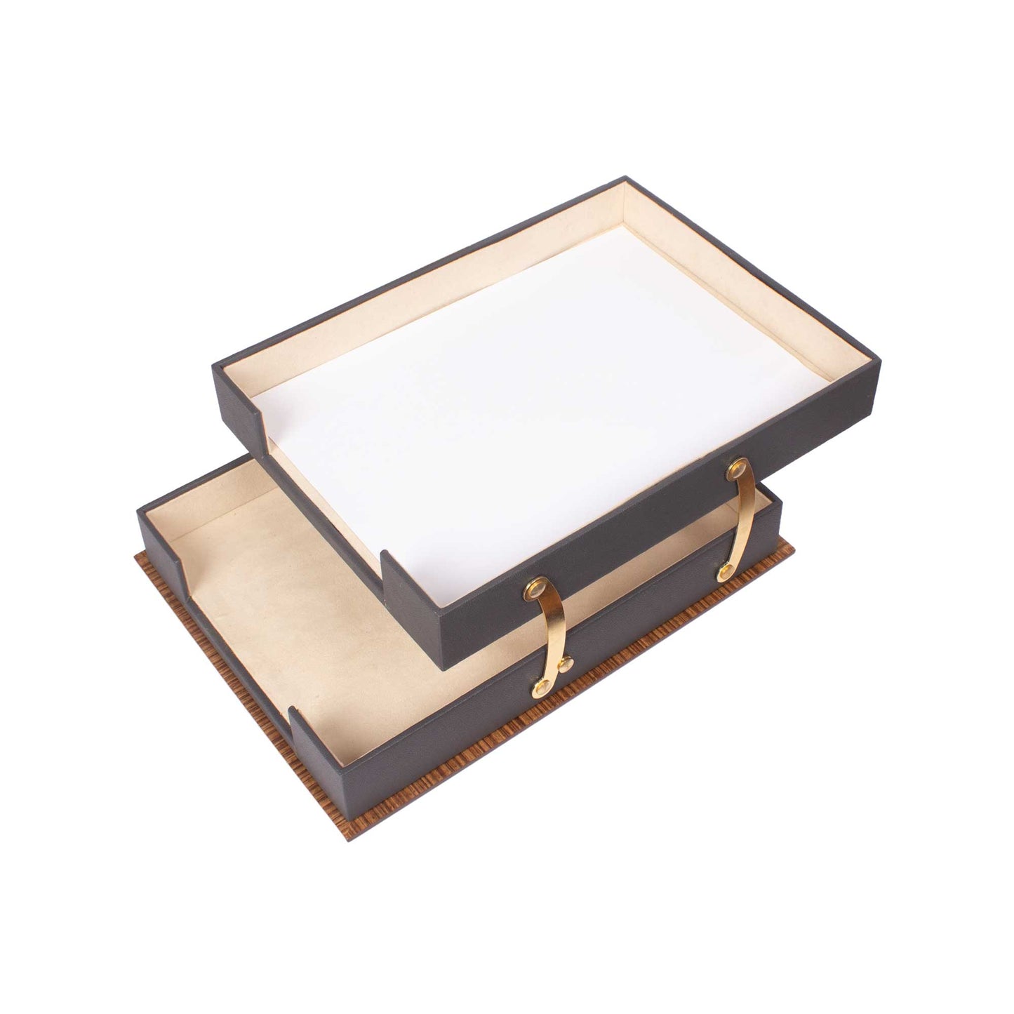 MOOG Star Wooden Leather Double Document Tray - Kool Products