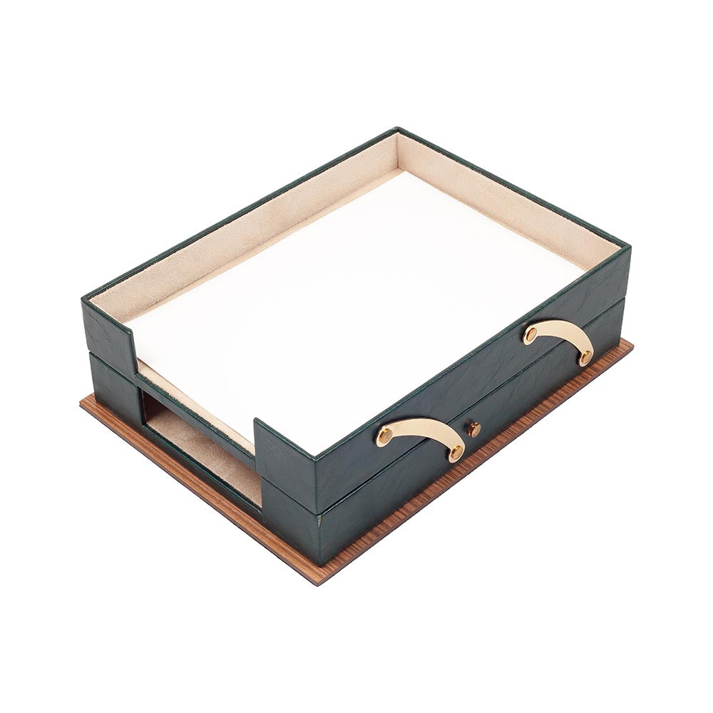 MOOG Star Wooden Leather Double Document Tray - Kool Products