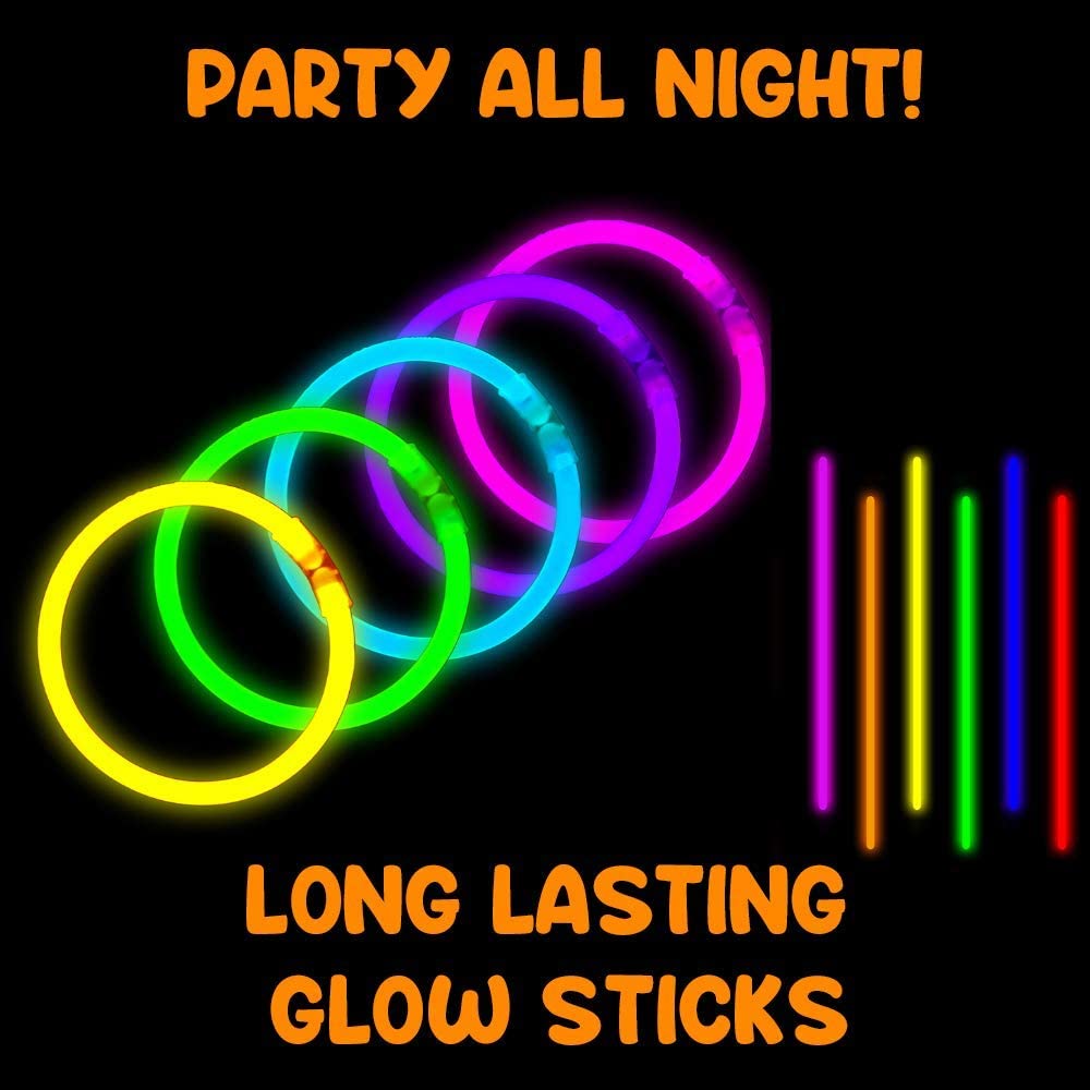 100 Glow Sticks Bulk Party Supplies Glow in the Dark Fun Party Pack With 8  Glowsticks Bracelets and Necklaces for Kids and Adults 