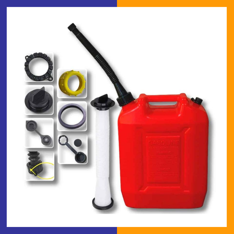 Durable gallon container with a flexible nozzle for easy, spill-free pouring of liquids, ideal for fuel, water, or other storage needs.