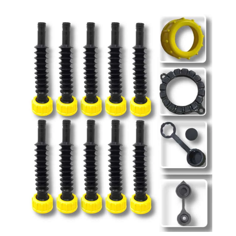 Flexible Replacement Gas Spout with Fine and Coarse Thread Caps (Pack of 10) 84.99 freeshipping - Kool Products