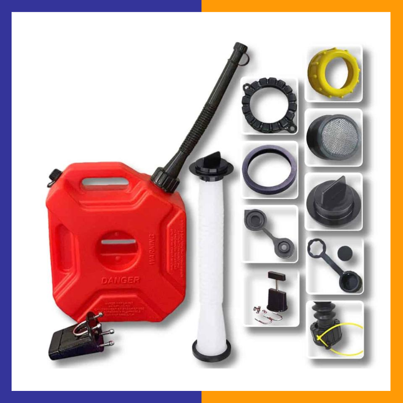 Utility can spouts, designed for easy and controlled pouring, providing a secure fit to prevent spills and ensure safe fuel dispensing.