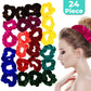 24 Assorted Satin Scrunchies - Cute, Soft Hair Bands for Girls - No-Crease Ties