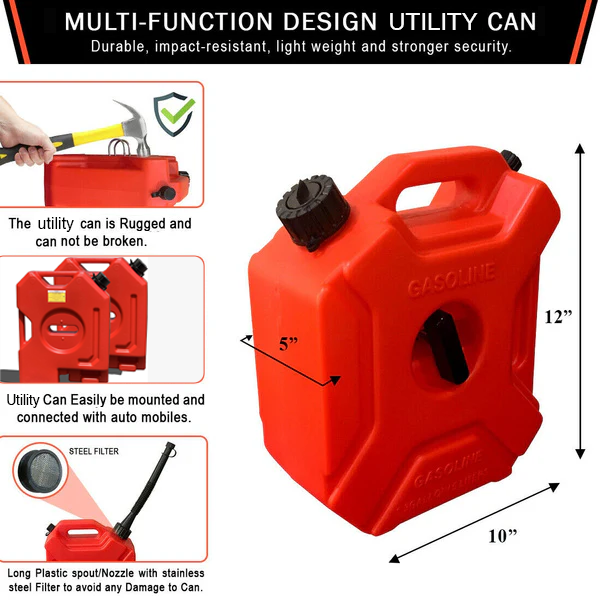 1.3 Gallon Utility Can with Auto Mount and Utility Can Spout Replacement (5 L)