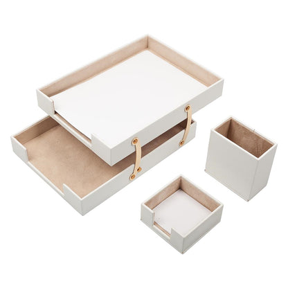 MOOG Leather Desk Set-3 Accessories-Double Document Tray - Turquoise - 3 PCS - Kool Products
