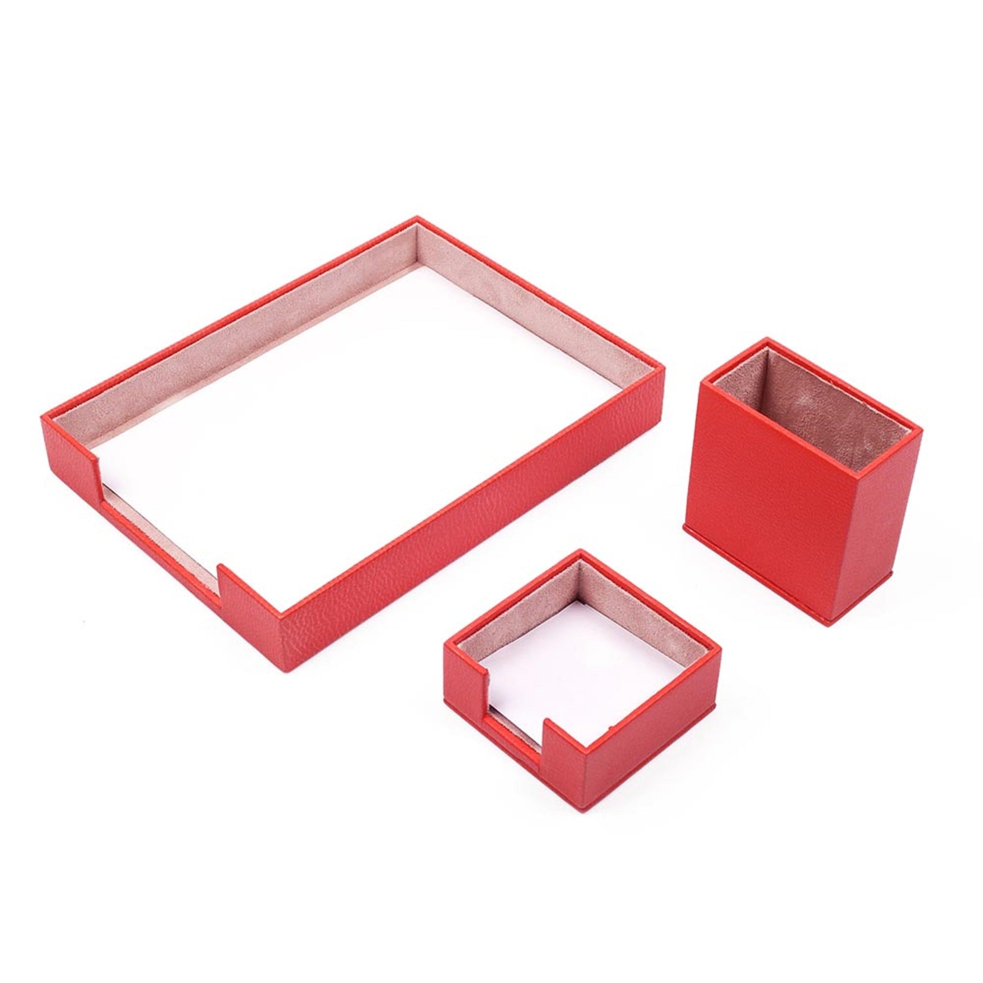 MOOG Leather Desk Set-3 Accessories-Single Document Tray - Orange - 3 PCS - Kool Products