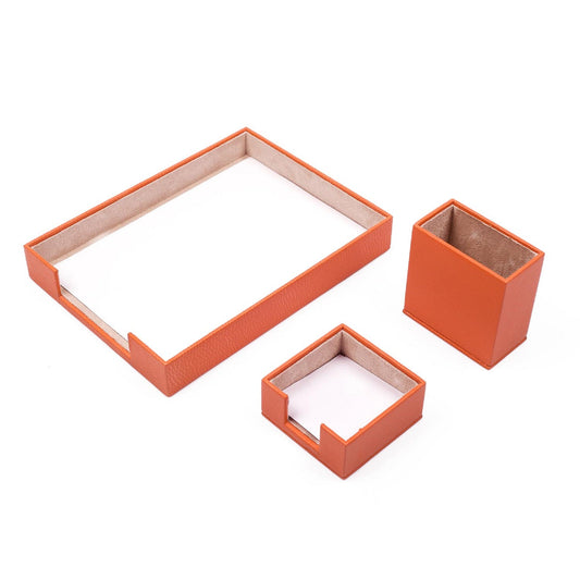 MOOG Leather Desk Set-3 Accessories-Single Document Tray - Orange - 3 PCS - Kool Products
