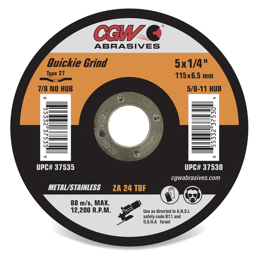 CGW Abrasives Quickie Grind Zirconia 1/4" Griding Wheels - Kool Products
