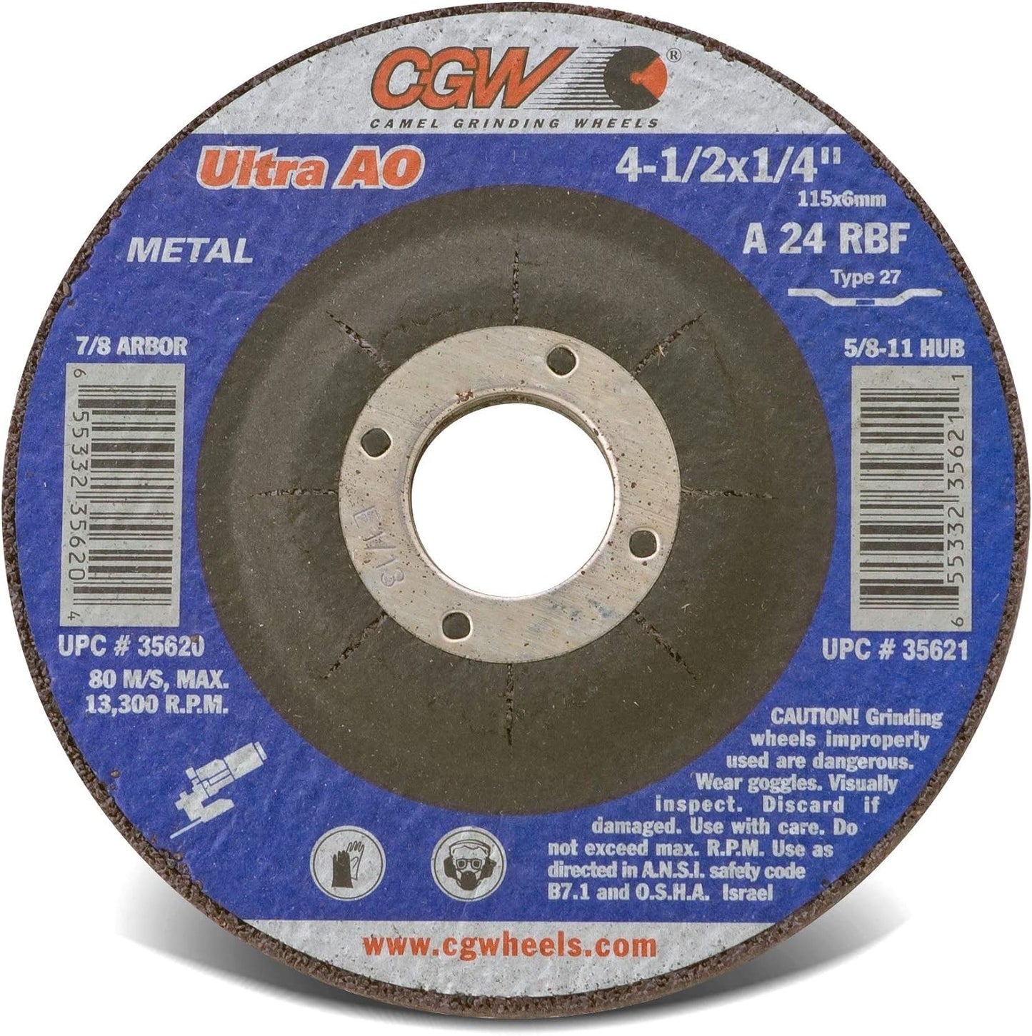 CGW Abrasives 35620 Ultra AO Grinding Wheel 4-1/2x1/4x7/8 25-Pack - Kool Products