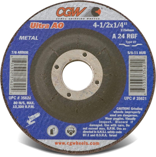 CGW Abrasives 35620 Ultra AO Grinding Wheel 4-1/2x1/4x7/8 25-Pack - Kool Products