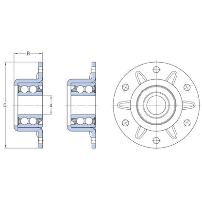 ADH-7545 - Agricultural Bearing Hub Mounting Kit - Inner Diameter: 20 mm - Width: 30.1 mm - Pressed Steel Housing, 5-Lip on Flange Side - Seeding Discs - Kool Products