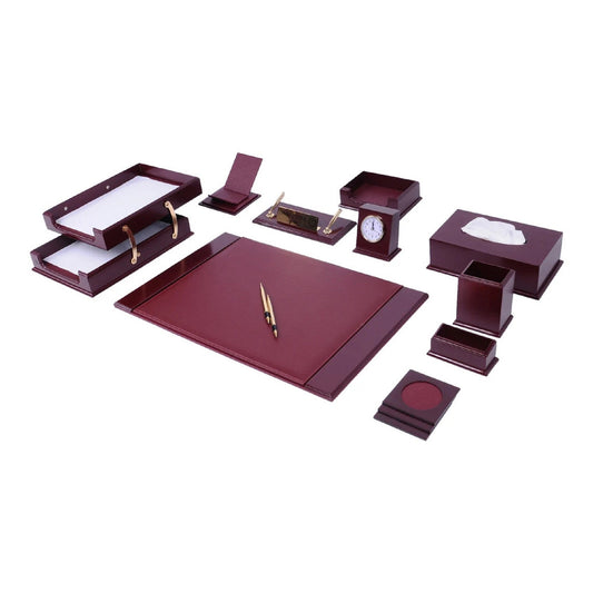 MOOG Prestige Wood Desk Set - Burgundy-  12PCS - Kool Products