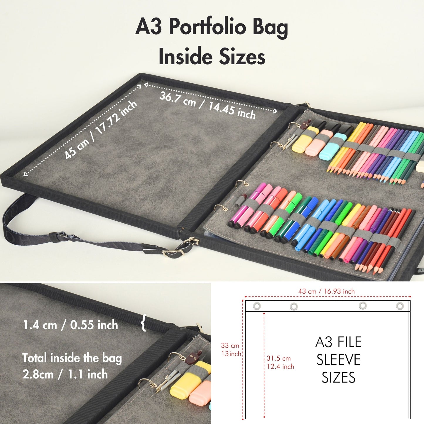 Leather Binder Leather Portfolio Gifts For Painters - Portfolio Binder- Art Supplies Organizer - Kool Products