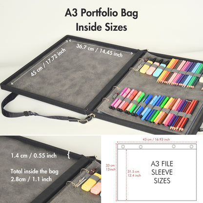 Leather Binder Leather Portfolio Gifts For Painters - Portfolio Binder- Art Supplies Organizer - Kool Products